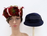 Two vintage hats, Glenover felt and feather