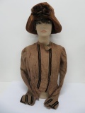 Vintage inspired slouch velvet hat and c 1880's waist top