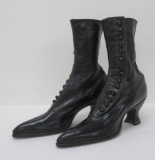 Julia Marlowe black high top button shoe boots, leather