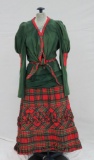 Tartan Green and Red plaid two piece dress
