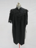 Black crochet and beaded trimmed cape with front tie closure