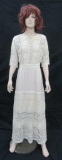 Cream colored crochet and linen dress, summer beach boho dress, wedding dress potential