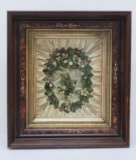 Framed floral head piece in period frame, 17