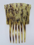 Large period hair comb, tortoise shell coloration, 7 1/2