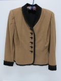 Cropped jacket , brown with black lining and trim
