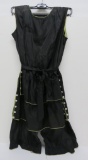 Satin beach outfit!, green and black with buttons, c 1920's design
