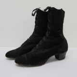 Black velvet lace up shoe boots
