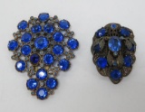 Two lovely blue rhinestone dress clips, 2