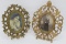 Two ornate metal picture frames, woman portraits, 9