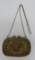 Brass purse with lion head, velvet lined, purse is 4