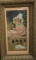 Very large framed print, ornate frame, little girl and bunny, 23