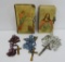 Two lovely celluloid cover prayer books and three glass beaded rosaries