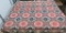 1848 Jaquard coverlet, blues and reds, floral and fauna pattern, 89