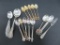 15 assorted collector spoons, silver and electro plate, demi spoons and sugar spoons, one fork