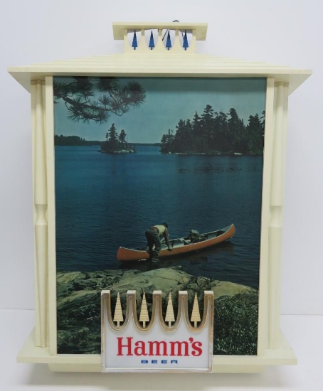 Hamm's LIghted Beer Sign, Canoe Outdoor scene, 21" x 29"