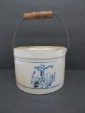 Covered handled cow butter crock, 6 1/2