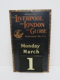 Outstanding Metal advertising calendar, Liverpool and London Globe Insurance Co , 12