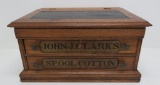 John J Clark spool cabinet desk, two drawer, nice decals