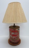 Sweet Burley Tobacco tin lamp, general store tin made into lamp, working