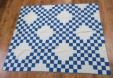 Blue and White patchwork quilt, 64