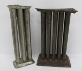 Two tin candle molds, 6 part and 10 part, 10