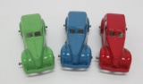 Three metal Tootsie Toy cars, 3