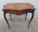 Lovely Satin Wood Inlay Table with glass top, 33