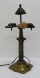 Art Nouveau table lamp base, tree pattern, two light, working, 19