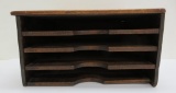 Wooden file holder and receipt holder on side, 13