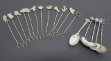 17 Mexican sterling spoons and forks, condiment size, 4