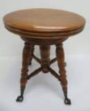 Oak clawfoot piano stool, does not rotate or extend