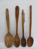 4 large primitive Wooden spoons, 15