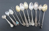 11 sterling demi spoons and one condiment fork