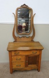 Hardwood Commode with mirror, 65