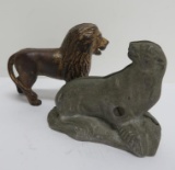 Two metal animal still banks, Lion and Seal