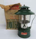 Vintage Coleman lantern with box, green, two mantle, 14