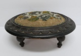Lovely Antique beaded and needlepoint carved foot stool