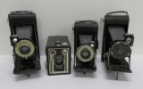 Four Vintage cameras, folding and box