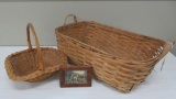 Two gathering baskets and framed 5 x 7 Farm Life print