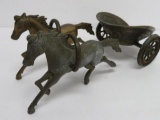 Metal horse drawn chariot toy, 7 1/2