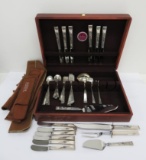 Set of Sterling Flatware, Reed and Barton Classic Rose, service for six in wood box, c 1954