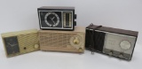 Four Vintage Clock Radios, GE, Zenith, and Solid State, as found