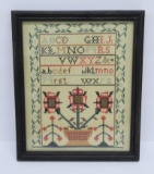 Vintage sampler, framed 11 1/2