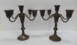 Pair of Duchin Creation weighted sterling candlesticks, five light, 10