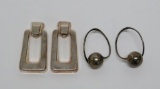 Two Pair of Modernistic silver earrings, marked 925