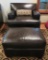 McCreary Modern Leather side chair and ottoman with accent pillow