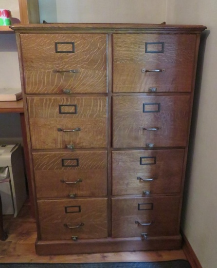 Fabulous 57" tiger oak file cabinets, standing desk, slant top, SW