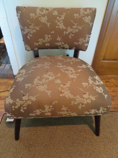 Lovely upholstered side chair, cherry blossoms