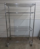 4' ULine metal rolling rack, four shelves, 24