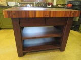 Boos Block, kitchen butcher block island on wheels with drawers and shelves